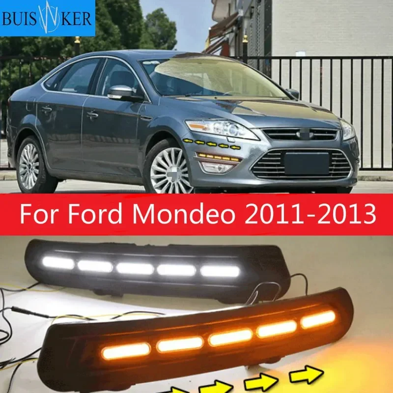 

1Pair For Ford Mondeo 2011-2013 Car-styling Front LED DRL Daytime Running Light Daylight Driving Fog Lamp Flashing light