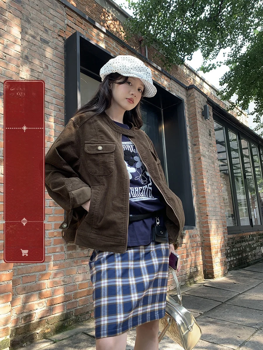 Giacca Sportiva da Moto Sinbounboun per Donna, Marrone, Capospalla Stratificato, Stile Americano, Vestibilità Ampia, in Poliestere