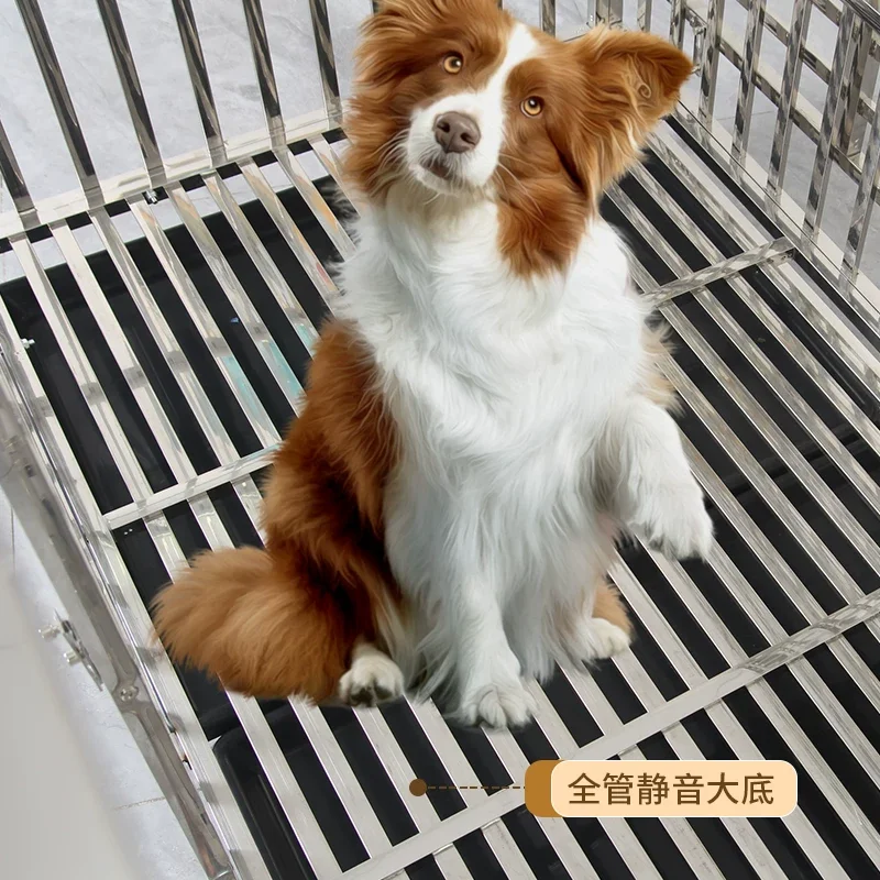 Stainless Steel Thickened and Enlarged Medium and Large Pet Dog Cages Assemble detachable toilet kit dog house