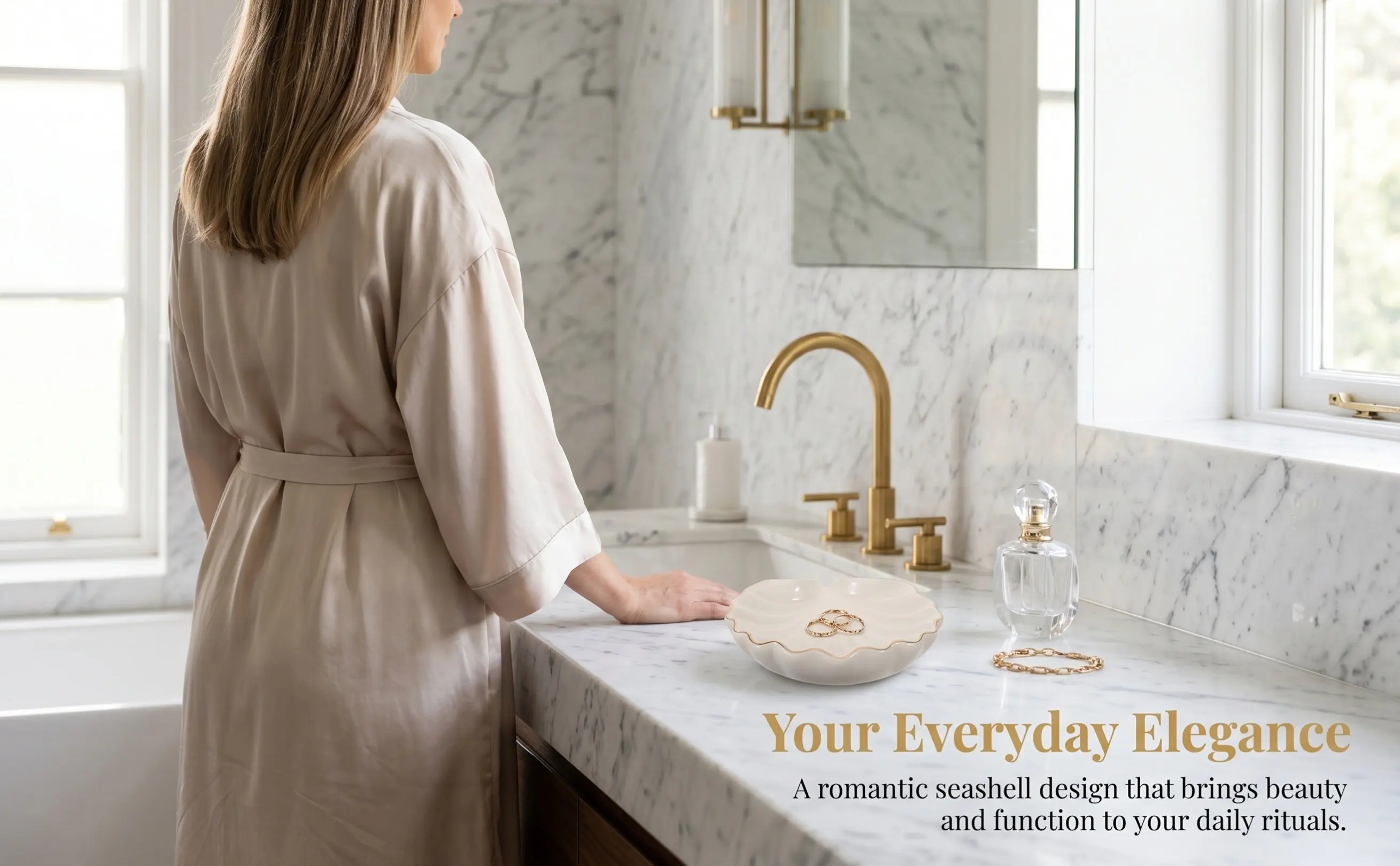 Ceramic Soap Holder Shell Shape Draining Soap Dish Decorative Bathroom Tray Vanity Jewelry Organizer Ring Storage