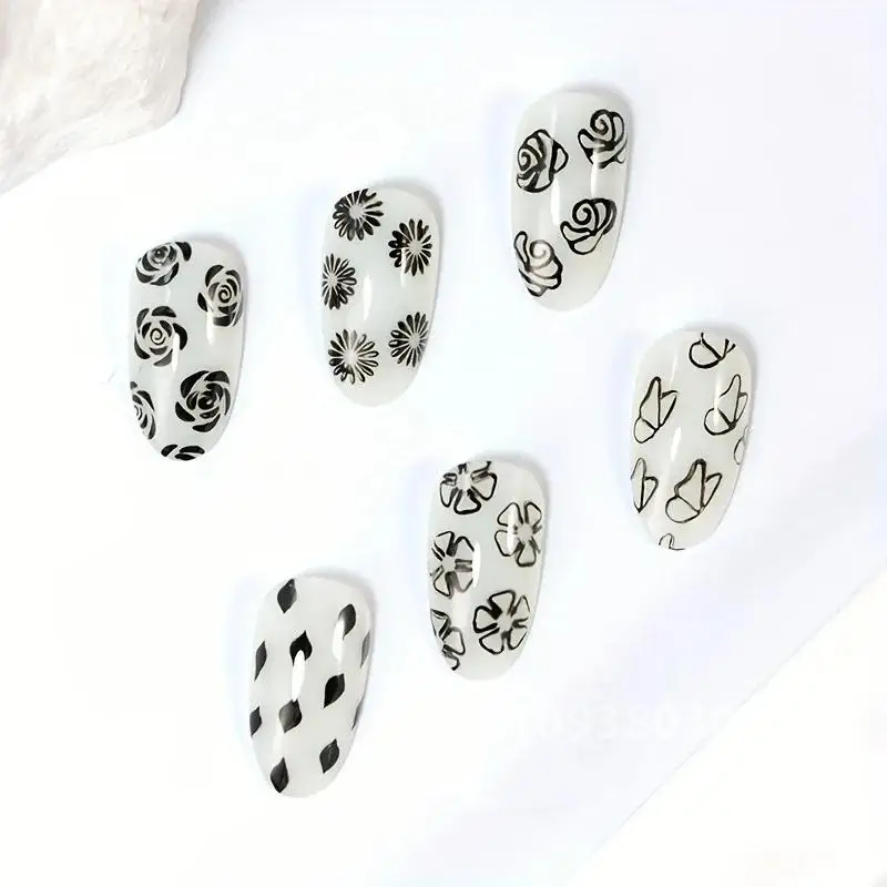 Ensemble de stylos à tampons pour Nail Art, plaque de stylo à ongles en forme de fleur avec motifs en gel de silice, Kit de tampons à points pour femmes, Art différent, 6 pièces