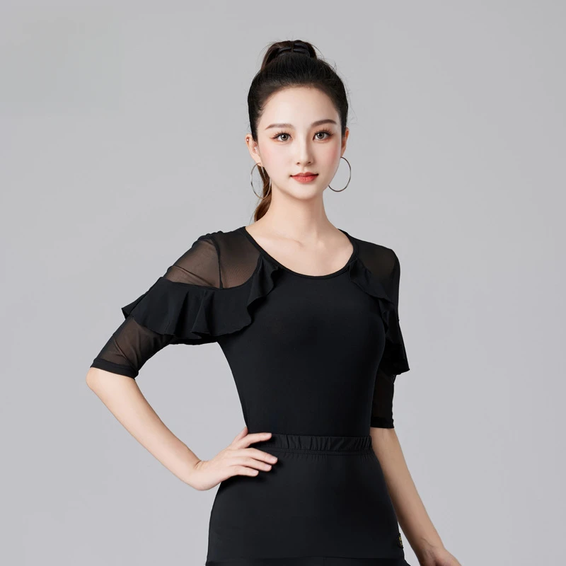 بلوزة صيفية جديدة للرقص اللاتيني للنساء البالغات، ملابس ممارسة الرقص على الطراز الكوبي للرقص على الطراز الكوبي