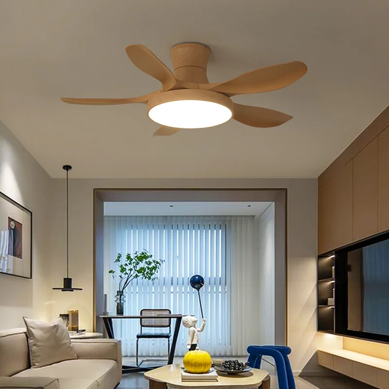 Ceiling Fan Lights Simple Modern Home Living Room Electric Fan Lamp Integrated Large Wind Japanese Style Five Leaves Fan Lamp