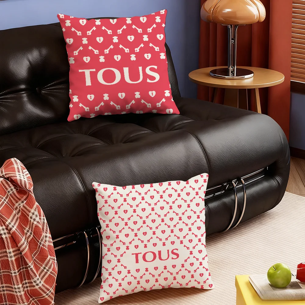 Funda de Almohada Decorativa con Diseño de Osito T-Tous-S, para Dormitorio, Sofá, Sala de Estar, Respaldo, Cojín Cuadrado para Siesta