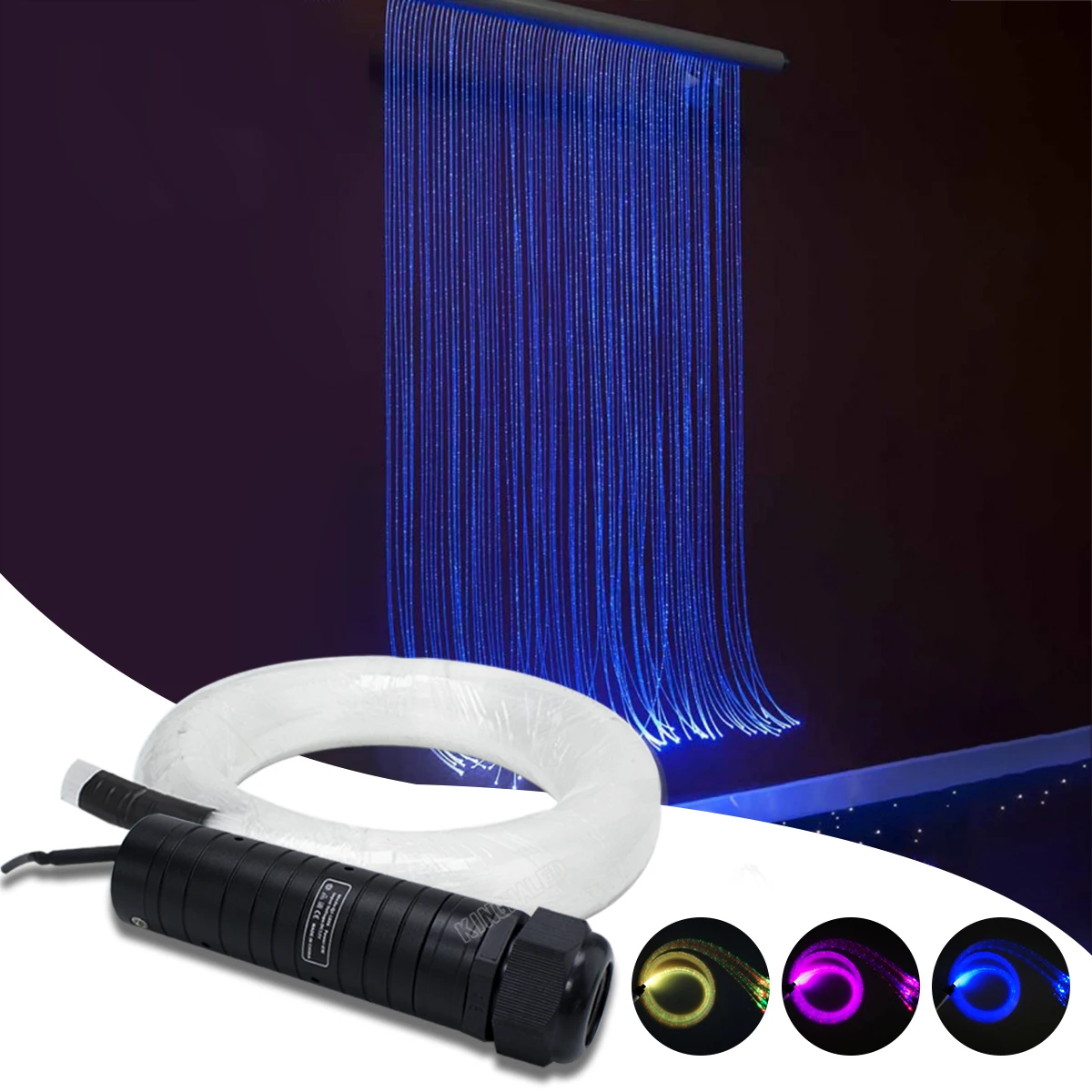 Zestaw świetlny z włókna optycznego 6W RGBW, 200 sztuk * 0,75 mm * 2 m, kabel optyczny PMMA z efektem iskrzącego się punktu, do zabawek dla dzieci, światło sensoryczne.
