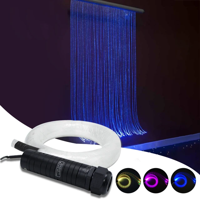 Zestaw świetlny z włókna optycznego 6W RGBW, 200 sztuk * 0,75 mm * 2 m, kabel optyczny PMMA z efektem iskrzącego się punktu, do zabawek dla dzieci, światło sensoryczne.
