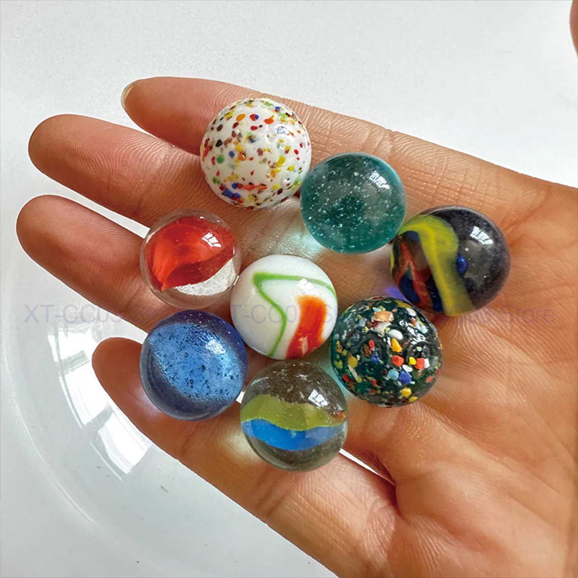 1Set 16mm Creative Handmade Marble Solid Glass Ball DIY Handicraft Model Making Aquarium Christmas Tree Decoration Series