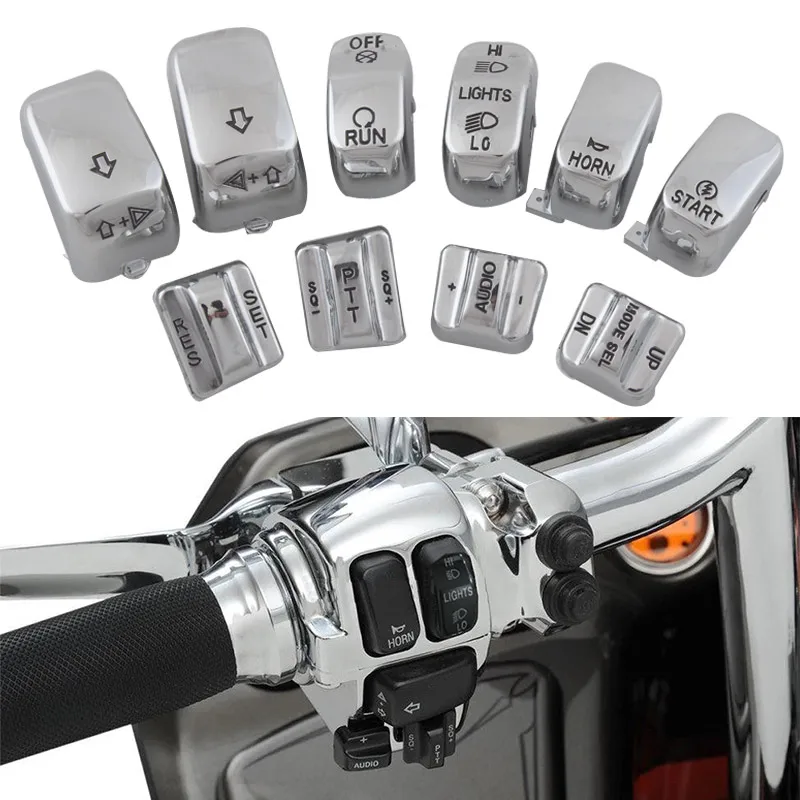 

1 Set Handlebar Control Abs Plastic Switch Caps Fits For Harley Touring Electra Glide Road Glide Cvo Tri Glide 1996-2013 Chrome