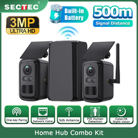 SECTEC 2-Cam Kit (HomeBase 2) Solar Security Camera Outdoor Wireless WiFi 2K HD with Solar Panel 8000Mah Battery No Monthly Fee