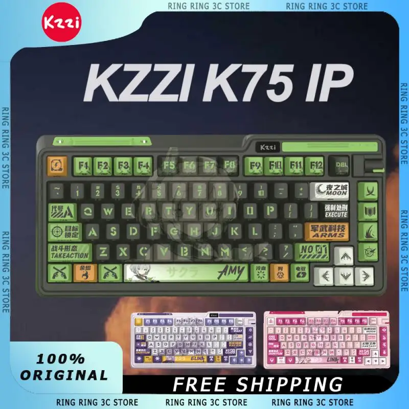 

KZZI K75 IP Wireless Mechanical Keyboard 3-Mode Bluetooth 2.4G Full Key Hot-Swap RGB Gasket Customized E-sports Gaming Keyboard