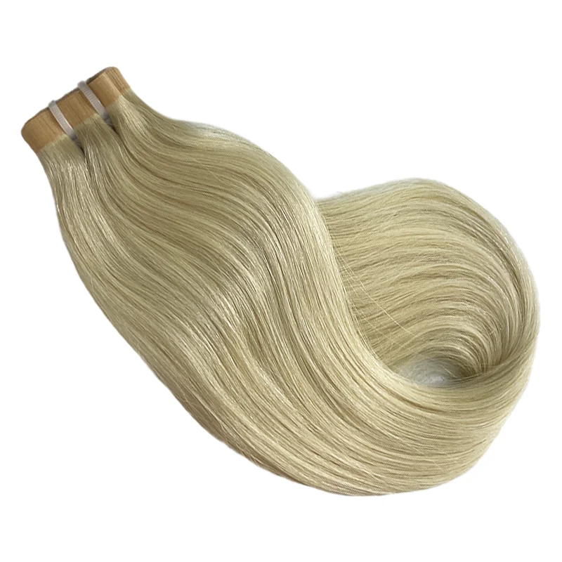 Extensiones de cabello de trama de PU recta Trama de piel de PU invisible Cabello virgen crudo 14 "-28" Cabello inyectado Extremo completo 100G Una trama de donante