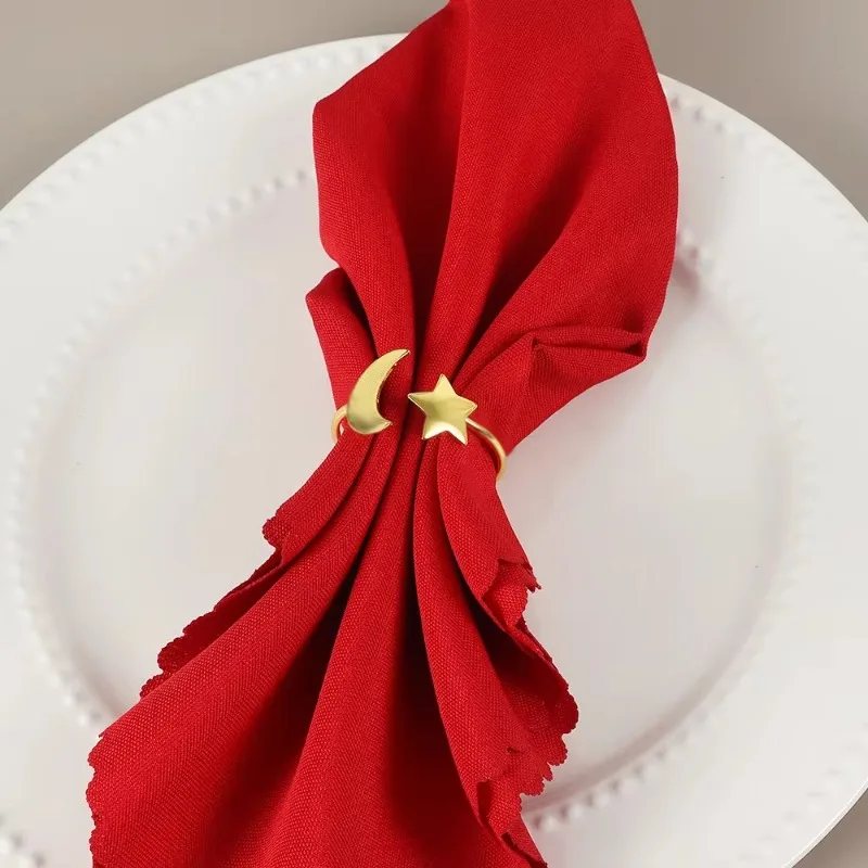 1-10PCS Christmas Moon and Star Napkin Rings Elegant Table Decor Accessories for Christmas Dinner Party Wedding Banquet Home