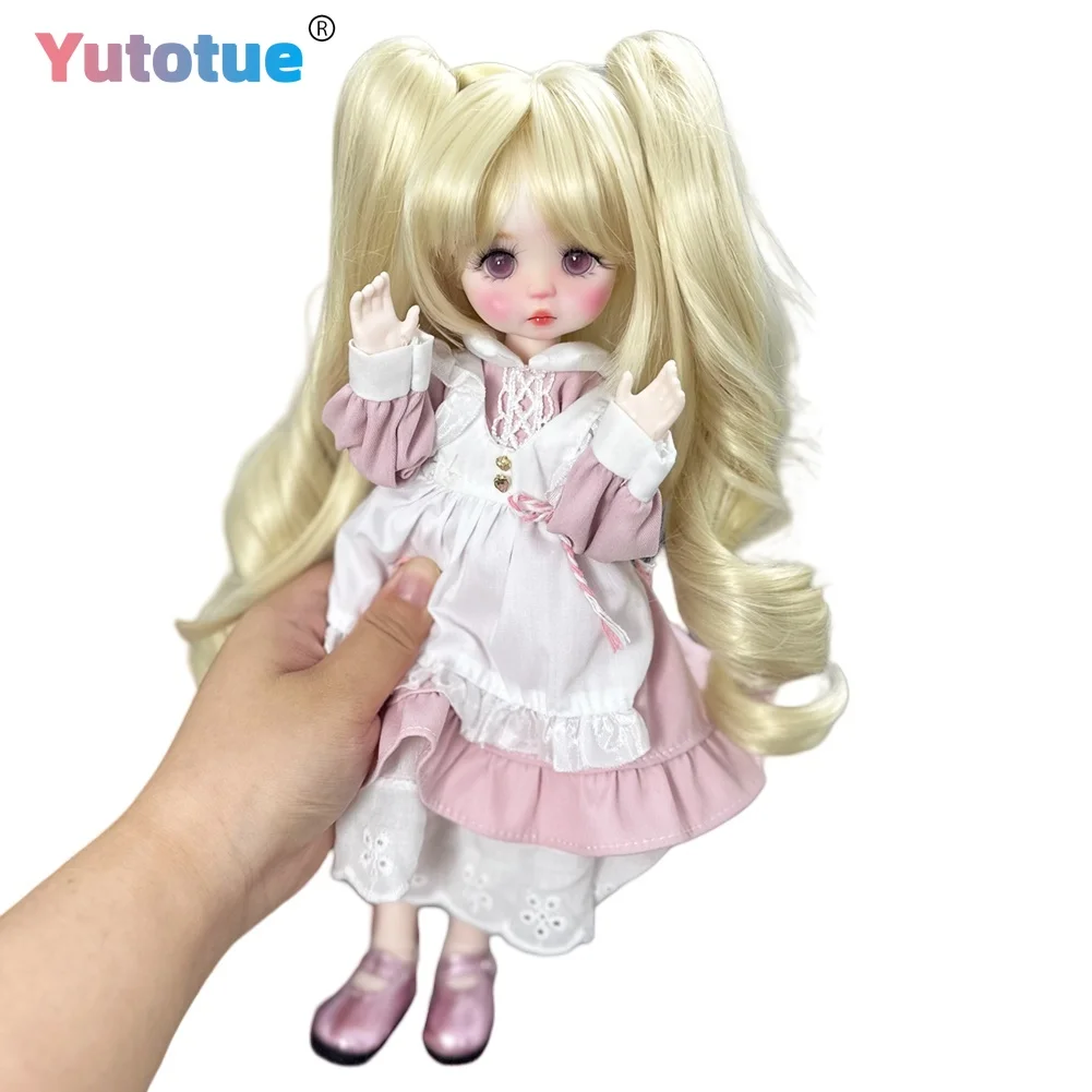 

YUTOTUE 30cm Height Cute Girl Doll Toy Makeup Lifelike Blonde Hair with Two Ponytail Wigs Clothes Shoes Full Set