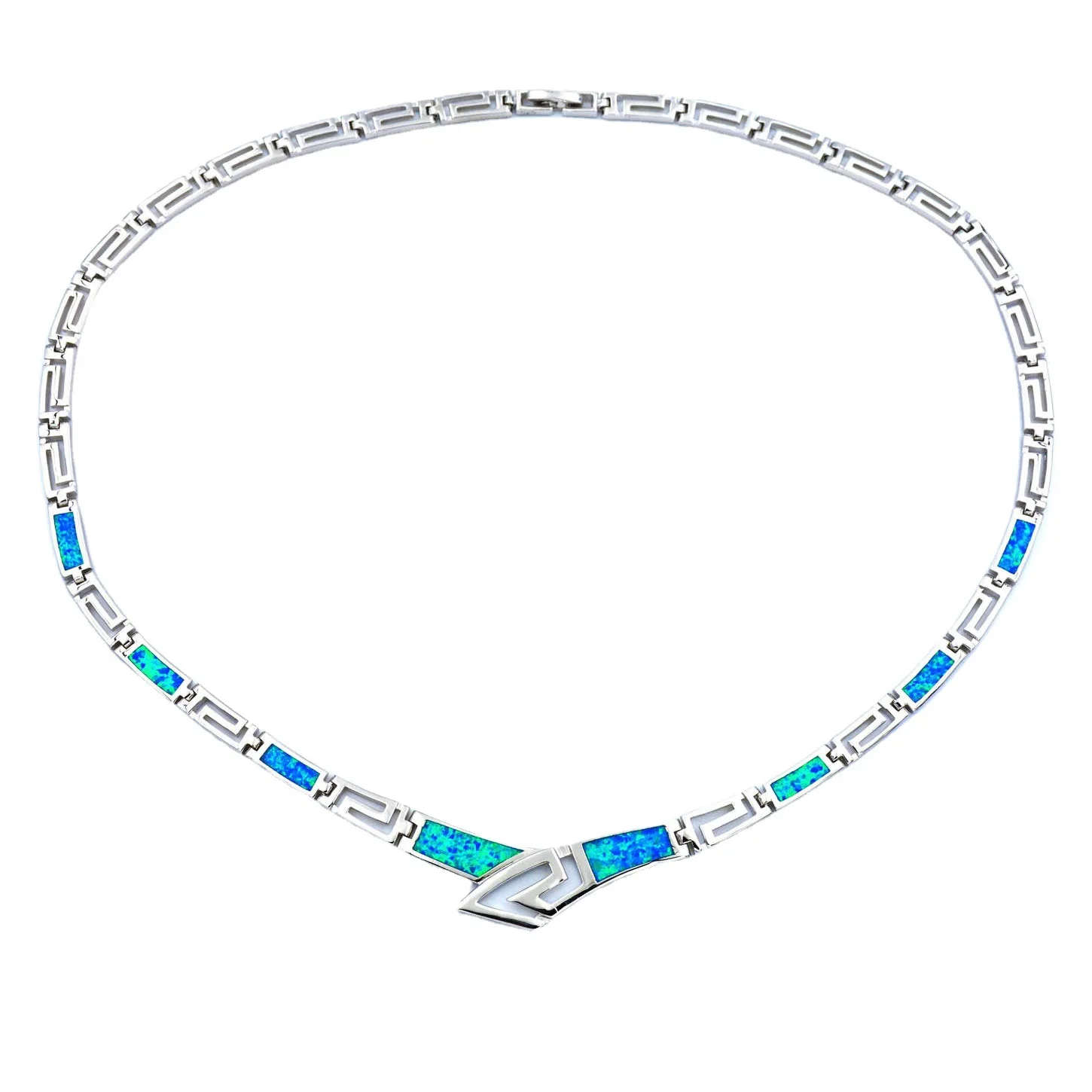 JZN0011 Hot Sale Blue Opal Necklace New Trendy Jewelry for Women Top Quality Chain Necklace Christmas Gift