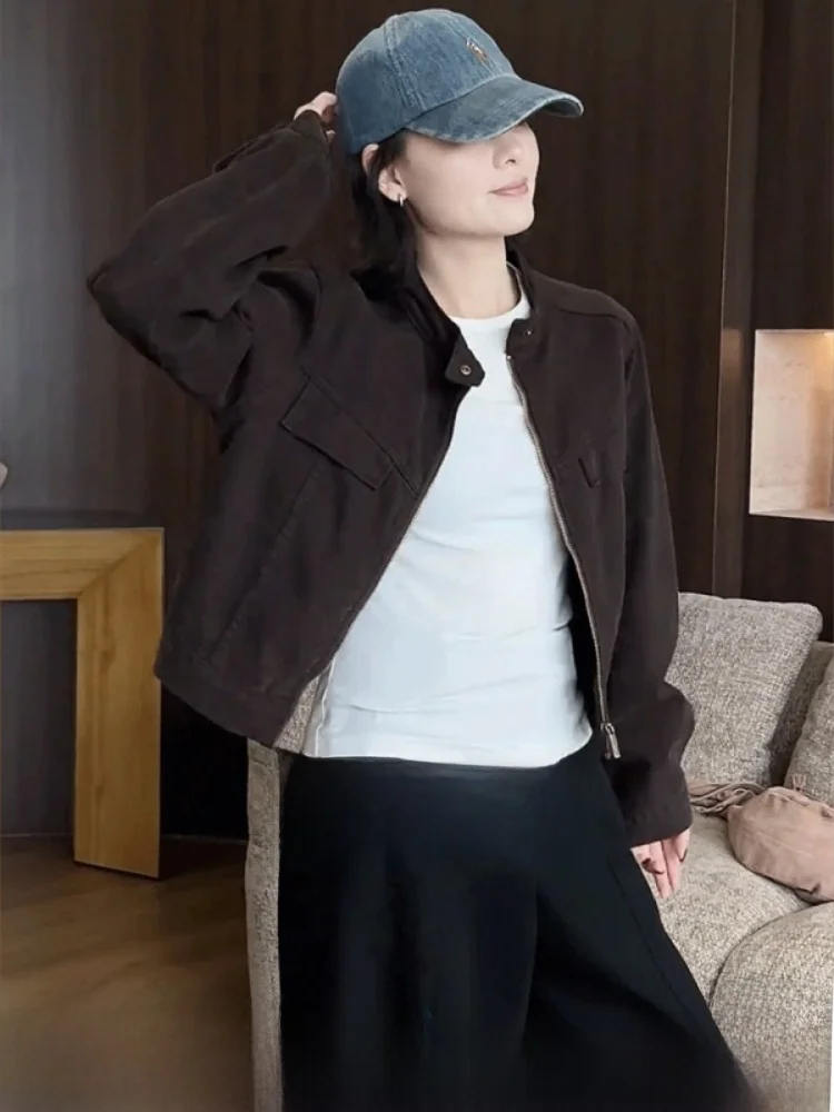 

Womens Bla Denim Jaet Spring Autumn Casual Waed ort Sle Zipper ket Korean Version Straight Hem Single Piece