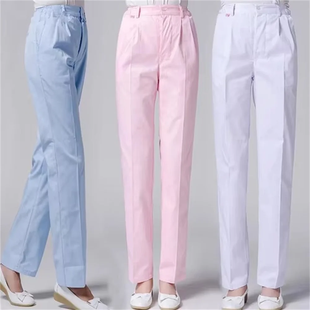high-quality women anti-wrinkle soft work pants cotton care scrub two side pockets dental health work uniform ladies pants