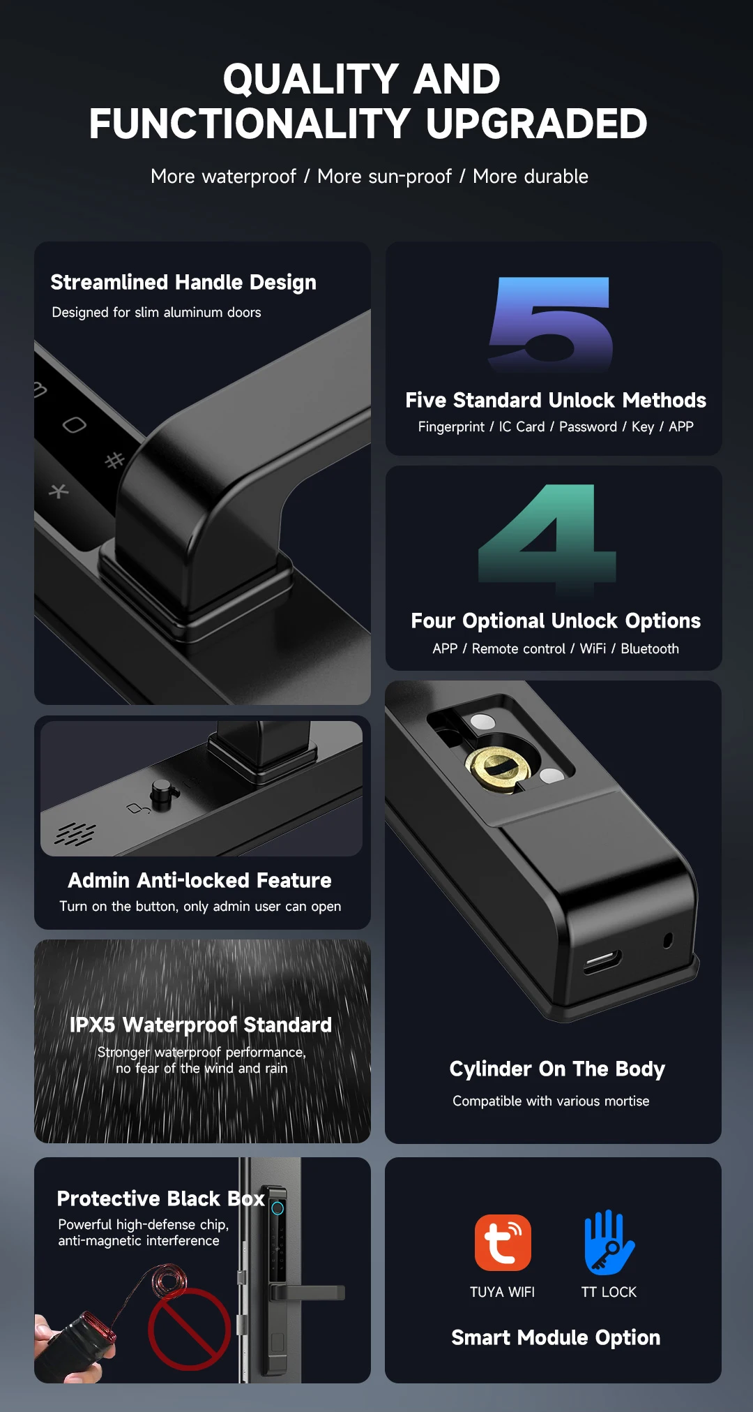 STLF IP65防水屋外アルミ製スライドドアロック デジタルパスワードTuya Wifiスマートロック