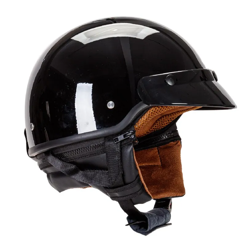 Professional Half face helmet DOT approved with visor and leather neck cover univere moto helmet