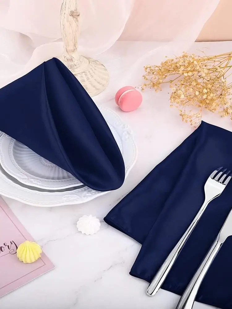 Serviettes en Satin 30x30cm, 10 pièces, fournitures de fête, serviettes de dîner douces et lavables, serviettes de Table réutilisables pour hôtel