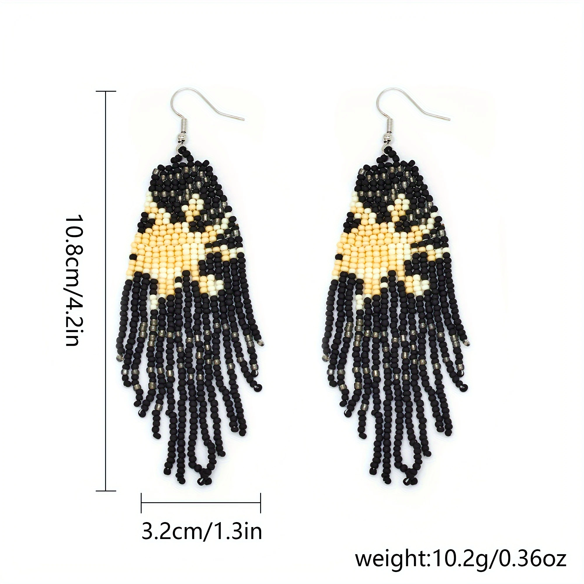 Bohemian Asymmetric Earrings, Star Moon Scenery Tassel Earrings, Handmade Beaded Earrings