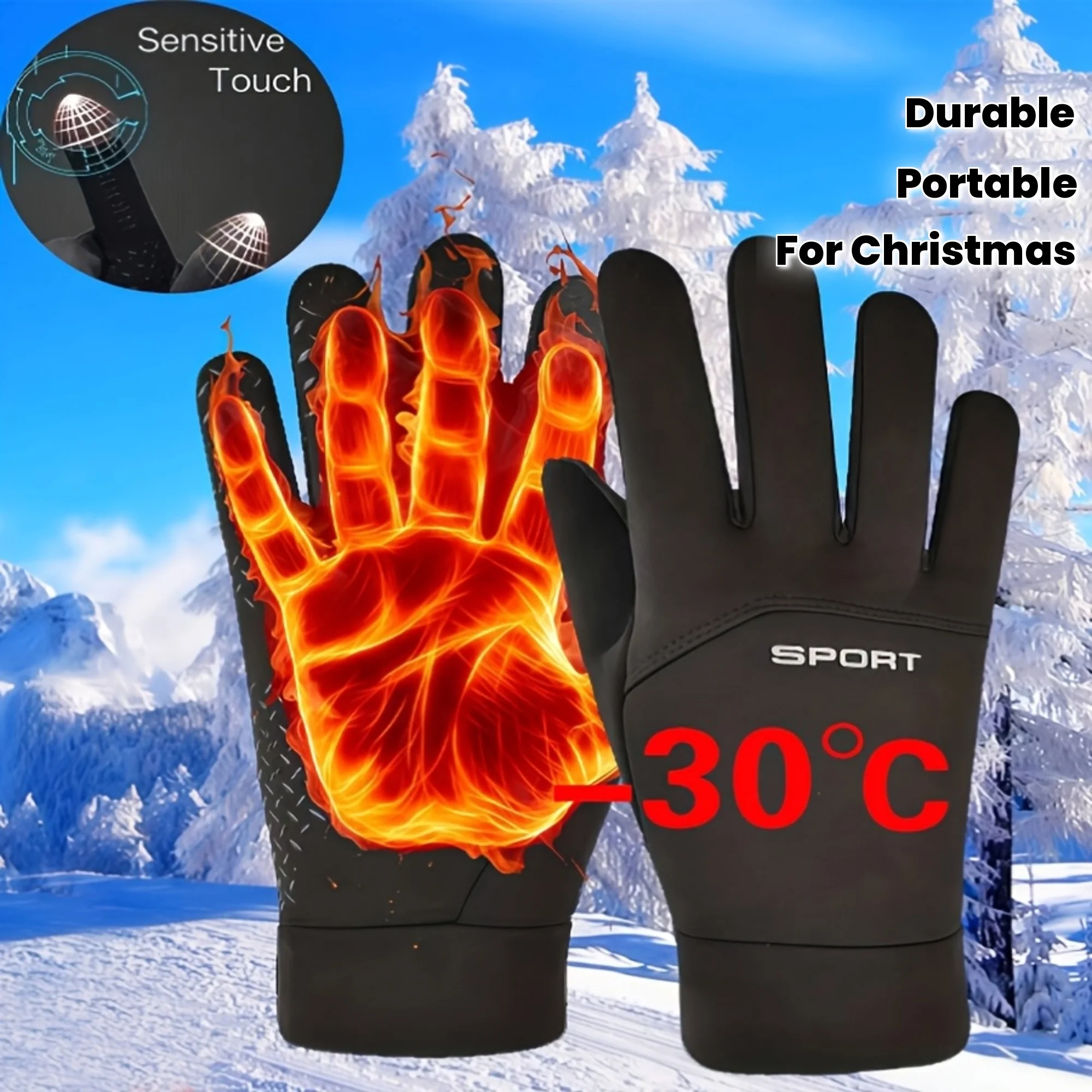 قطعة واحدة من قفازات الشتاء المقاومة للبرد وبطانة من الصوف في الهواء الطلق، شاشة تعمل باللمس، مضادة للانزلاق، ثلاثة مقاسات (كبيرة، متوفرة، متوسطة، صغيرة). #1