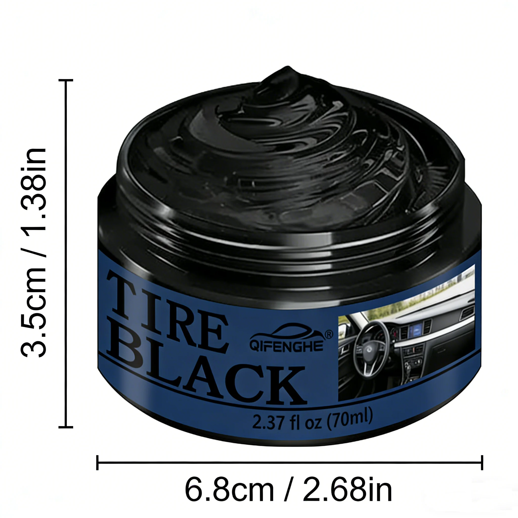 QIFENGHE Tire Black Cream 70ml - Car Tire Shine & Rubber Parts Renovator, Anti-Aging & Crack Prevention