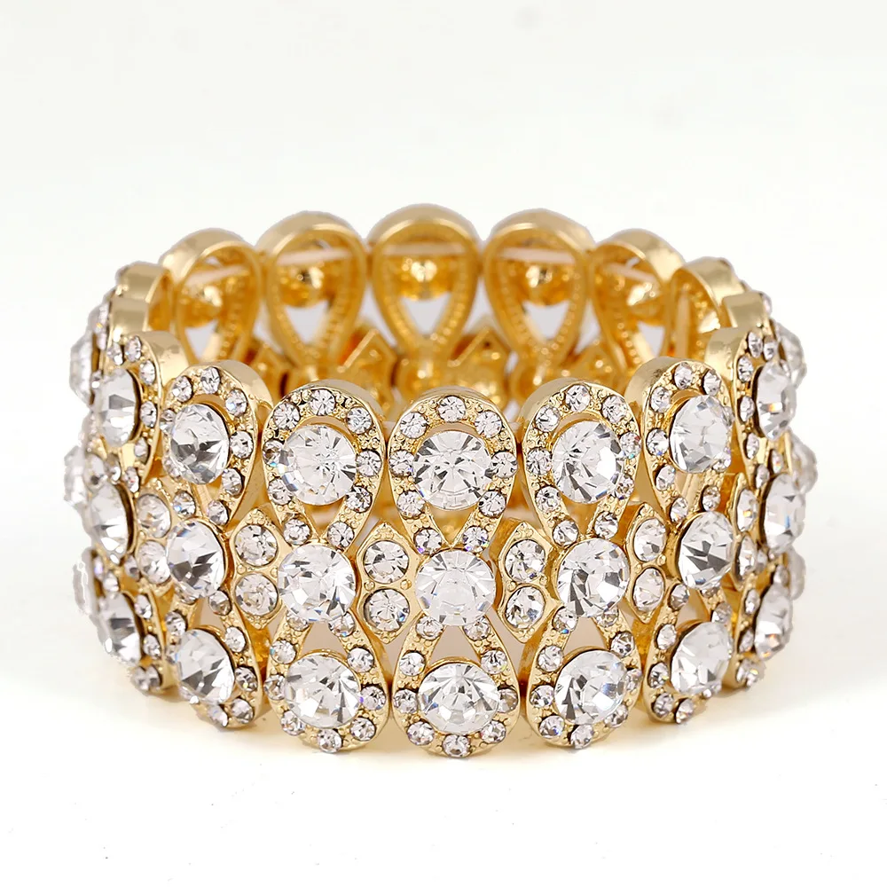 Fashion Women's Shiny 8 shape Rhinestone Stretch Bracelet Party Bangles