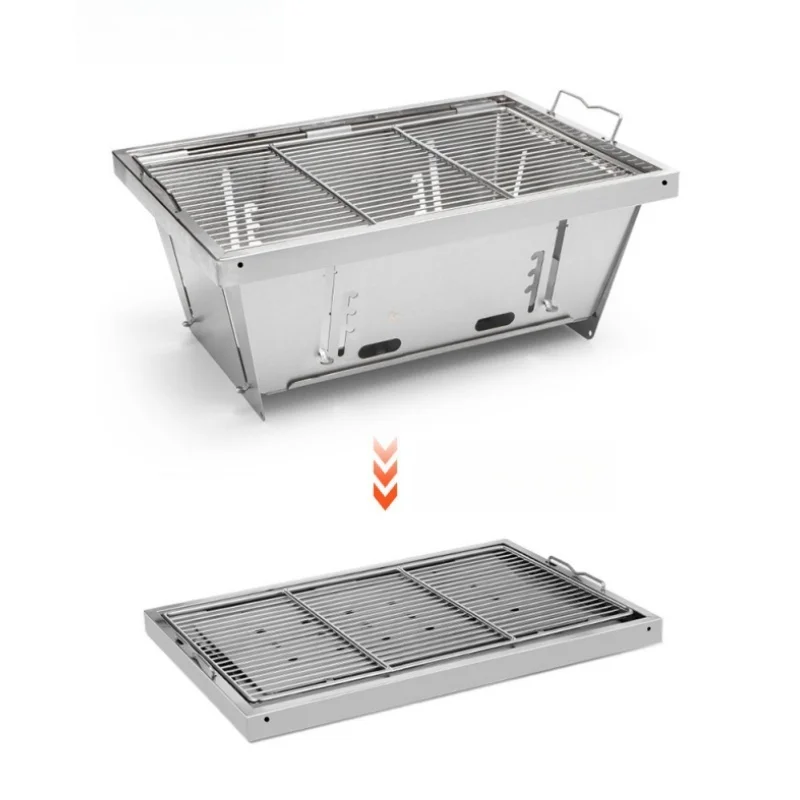 Outdoor Barbecue Houtskoolgrill Draagbare Camping Roestvrij Staal Opvouwbare Houten Kachel IGT Tafelaccessoires Camping Kookgerei