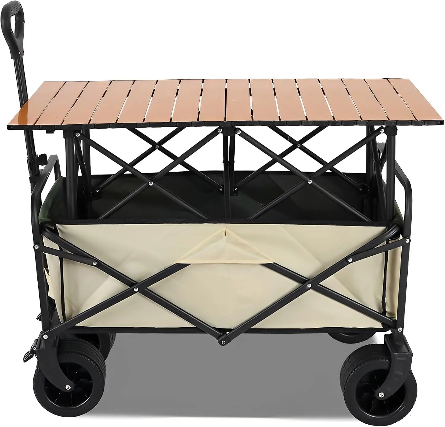 Collapsible Heavy Duty Wagon with Folding Table for Transporting Express Camping Picnics and Stalls