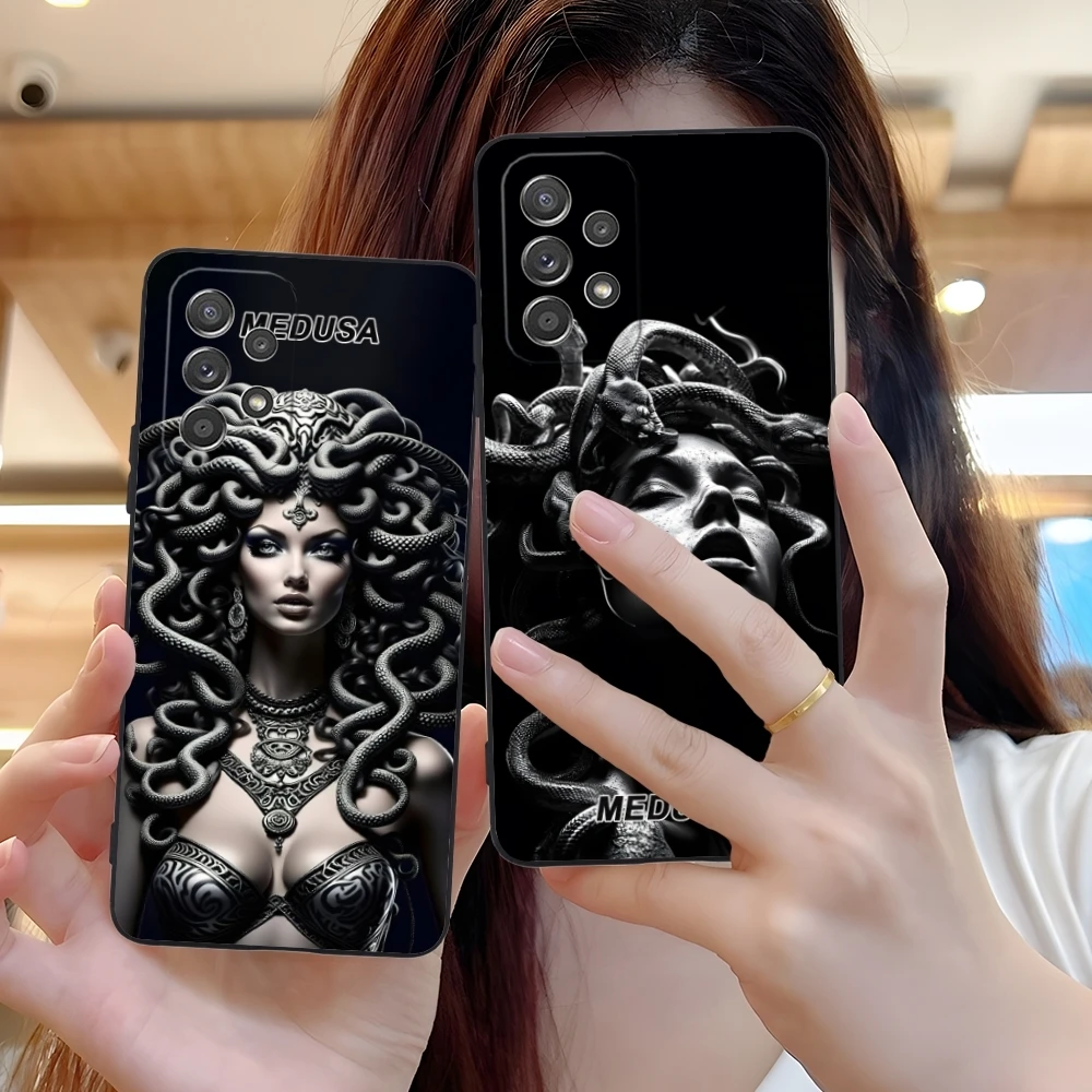 Medusa Snake Painting Mobile Cell Phone Case for Samsung Galaxy A91 73 71 70 54 53 52 34 24 23 21 S 5G Black Phone Cover Shell