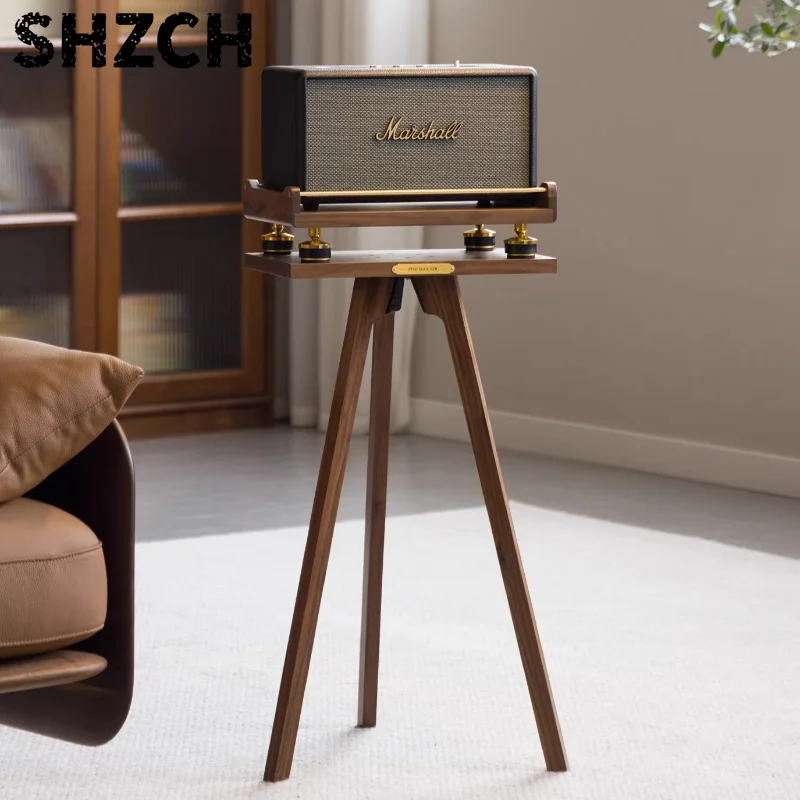 Speaker Floor Stand, Solid Wood Tripod Isolation Stand with Anti-Vibration Design, Decorative Audio Speaker Rack for Home