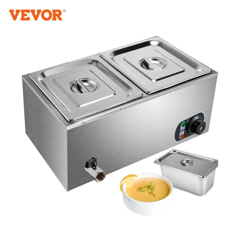 Vevor 2 3 4 6 panelas elétricas catering aquecedor de alimentos mesa vapor aço inoxidável temperatura ajustável buffet restaurante comercial