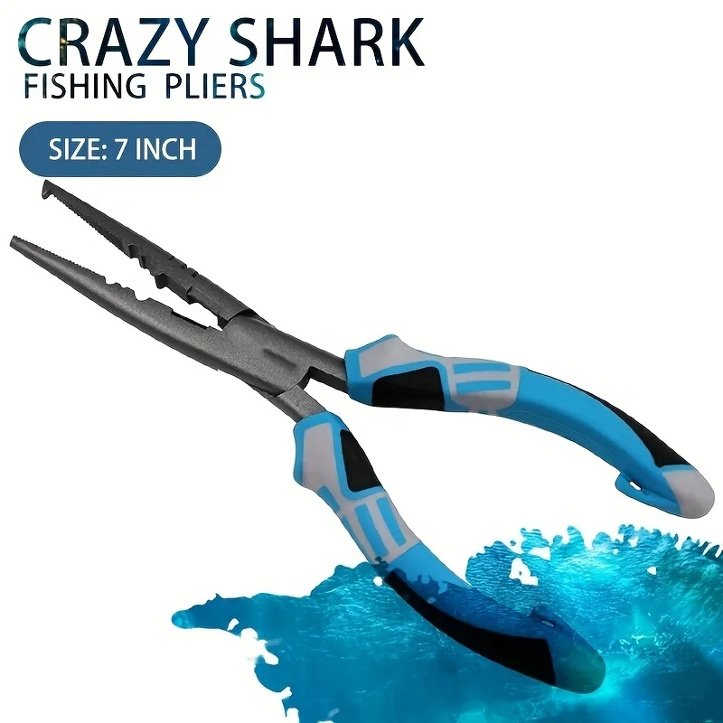 Fishing Pliers Made of Carbon Steel, Multi-Functional Tool with Anti-Slip Handle, Fish Hook Remover and Split Ring Tool