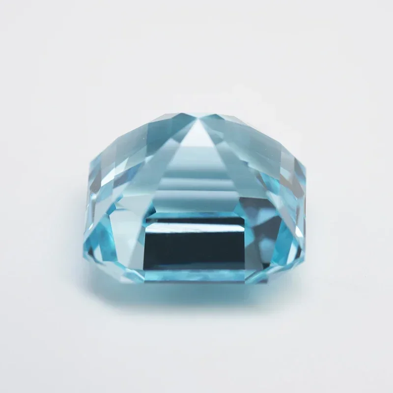 L-Lab-zafiro cultivado con forma de Asscher, Color aguamarina, anillo DIY, collar, pendientes, materiales principales, certificación de calidad extremadamente brillante