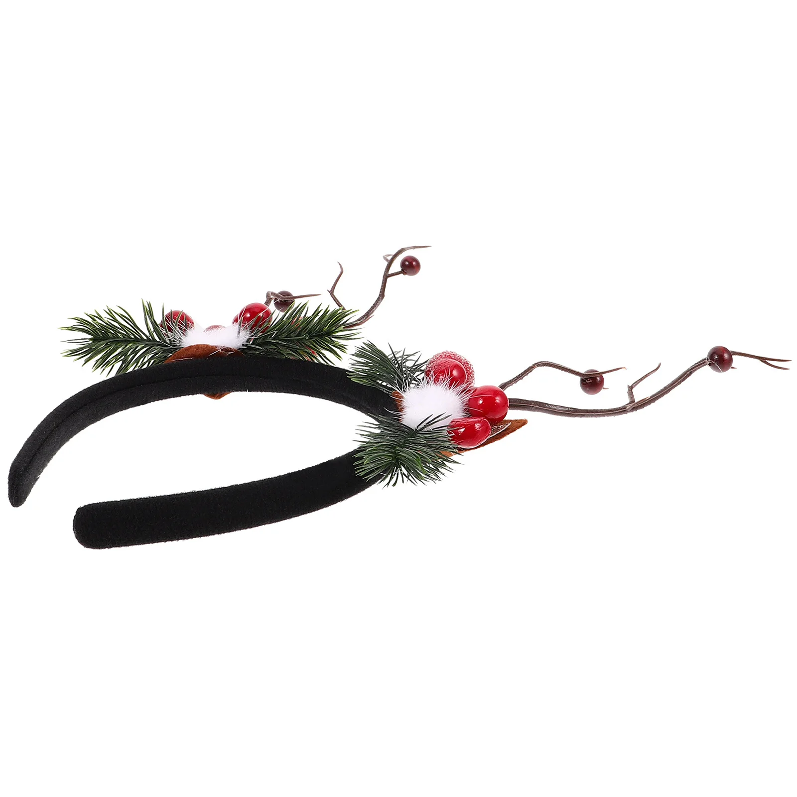 

Deer Antler Headband Christmas Hair Accessory For Women Party Carnival Cosplay Headdress Xmas Decoration Berries Pine