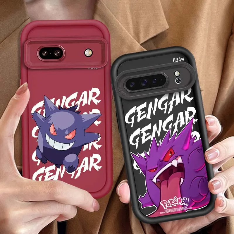 

Cartoon P-Pokemon G-Gengars Phone Case For Google Pixel 9 8A 8 7 7A Pro XL 5G Eye Ladder Soft TPU Shockproof Cover