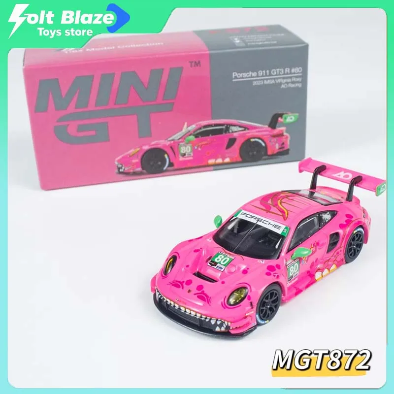 

МИНИГЦ 1/64 Porsche 911 GT3 R # 80 AO MGT872 модель автомобиля с розовым драконом, литая под давлением Коллекционная модель автомобиля, коллекция детских игрушек, подарки для мальчиков