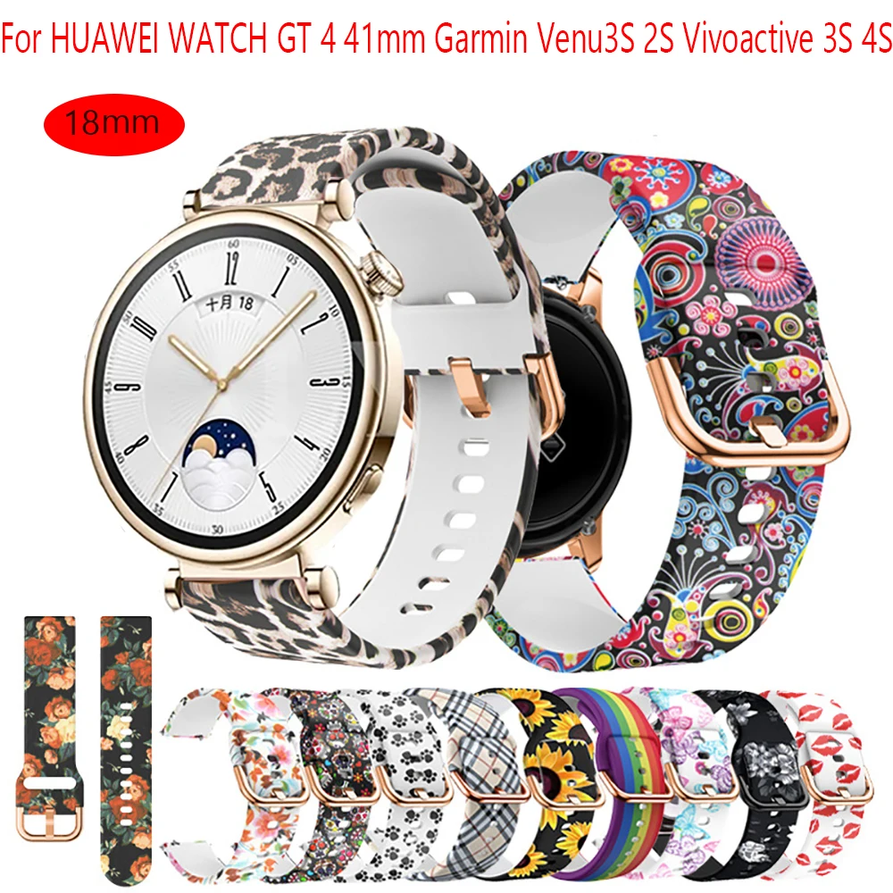 18mm Strap Watchband For Huawei Watch GT 4 41mm Sport Silicone Band For Garmin Vivoactive 4S Venu 3S 2S 255S 265S Wrist Bracelet