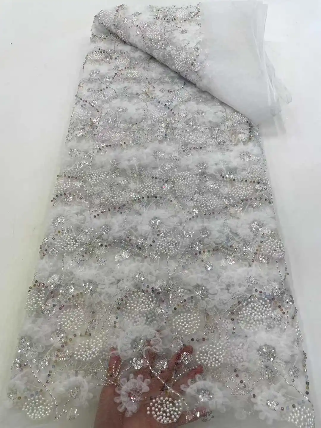 Африканская кружевная ткань высокого качества, вышитая сетка 2025 года, нигерийская кружевная ткань с блестками, 5 ярдов, французское праздничное платье для шитья женщин