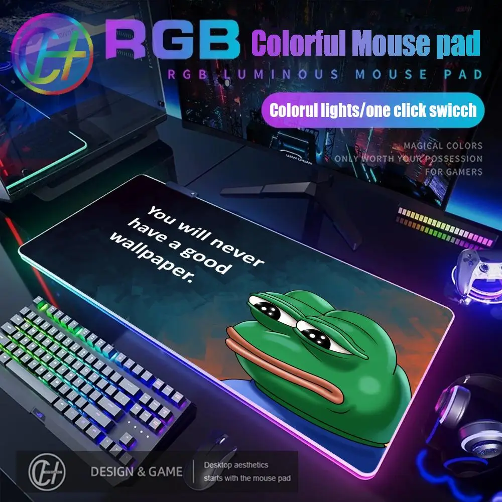 

RGB Mouse Pad Non-Slip Rubber Edge locking mousepads Game play mats Popular Fashion Funny meme Cute pepe for notebook computer