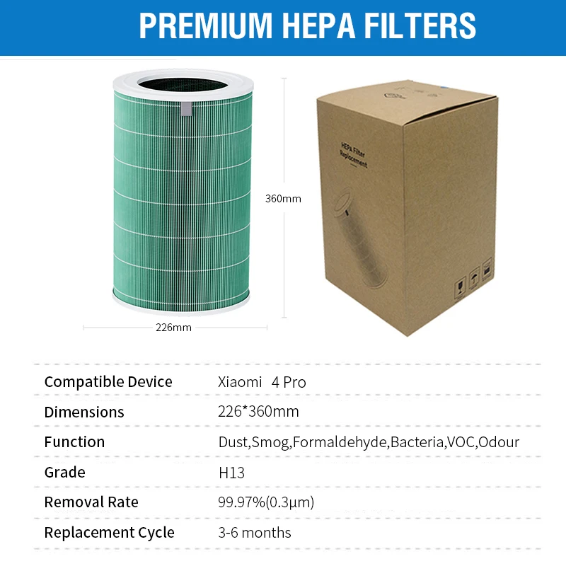 For Replacement Xiaomi Hepa Filter 4 Pro Xiaomi Activated Carbon Filter Pro 4 for Xiaomi Air Purifier 4 Pro Filter