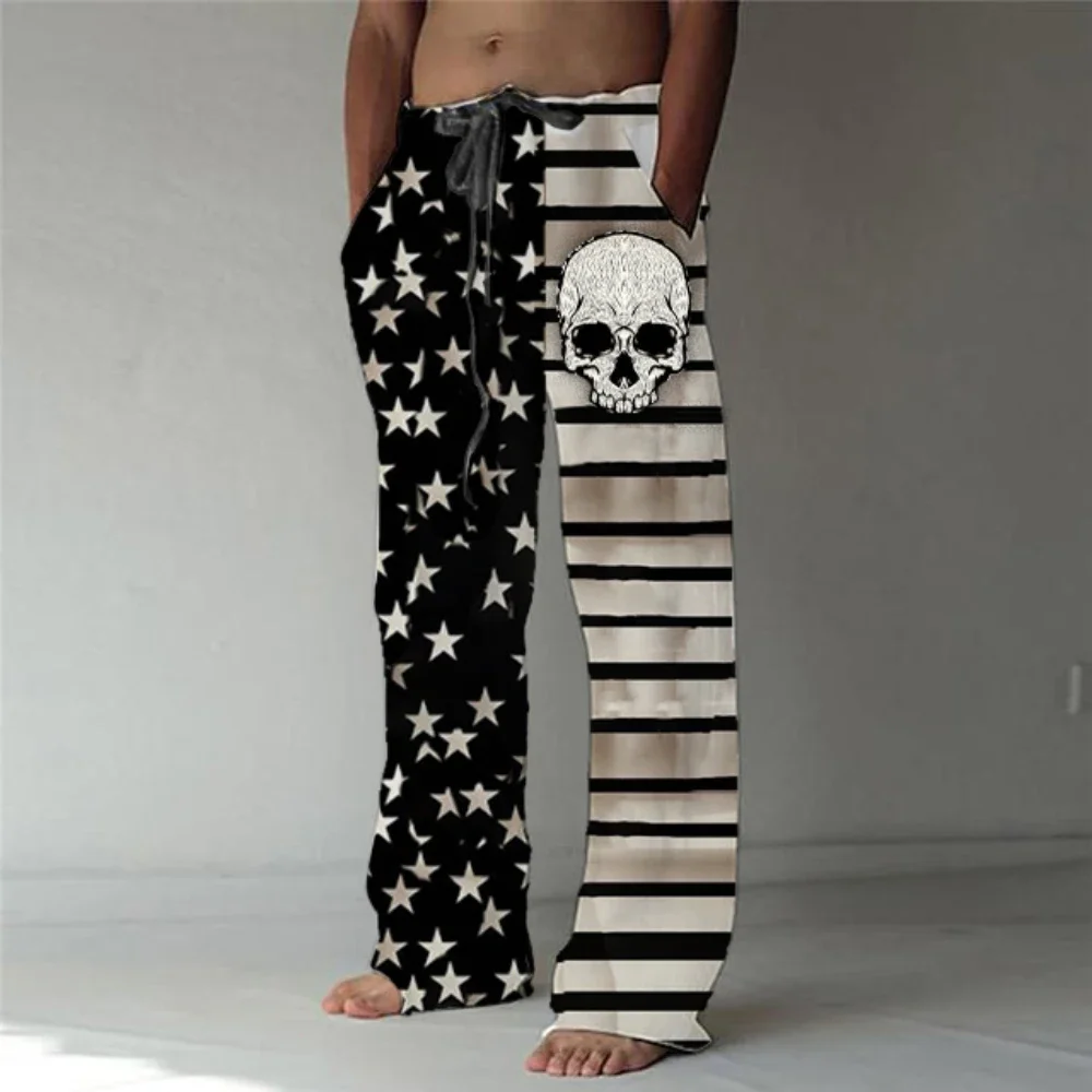 

Full Length Wide Leg Pants Printed Skull Skeleton Hipster Fashion Summer Trousers Streetwear Sweatants Men Women Clothing