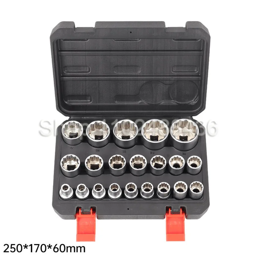 

21 шт. 1/2 "12 точечный ударный торцевой ключ, набор адаптеров для головки ключа с храповым механизмом, набор профессиональных ручных инструментов для ремонта автомобиля