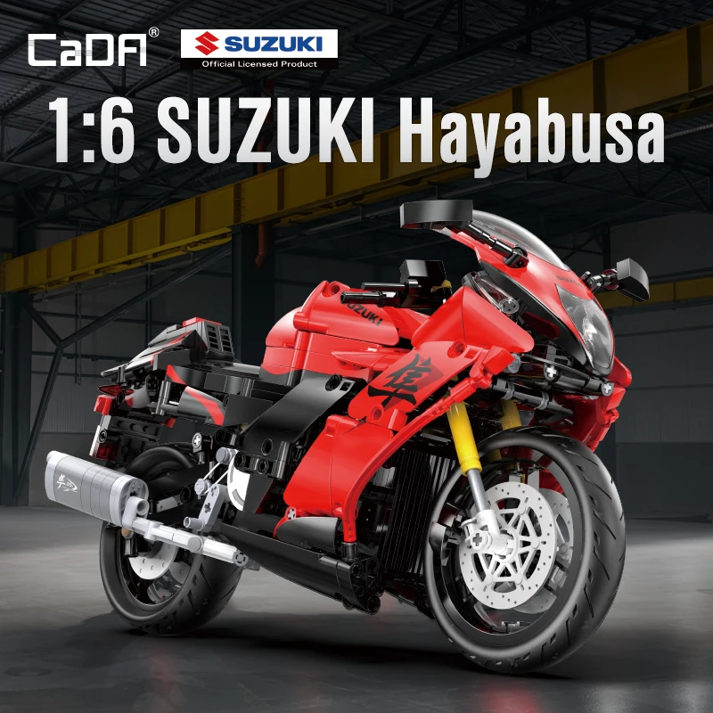 

CaDA 1043PCS 1:6 Scale Bricks Replica "Suzuki Hayabusa" 25th Anniversary Commemorative Edition Building Blocks Set Toy Gift