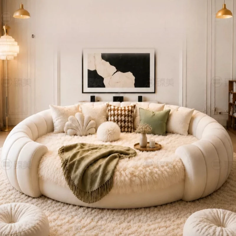 Couches Fun Beds Partition Seating Shelving Fabric Floor Beds Round Italian Tatami Simple Cama De Casal Bedroom Furniture Set