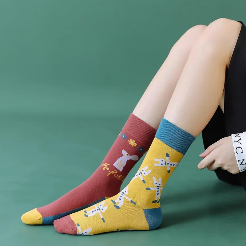 New Trendy Socks Ab Style Cotton Socks Creative Bear Socks