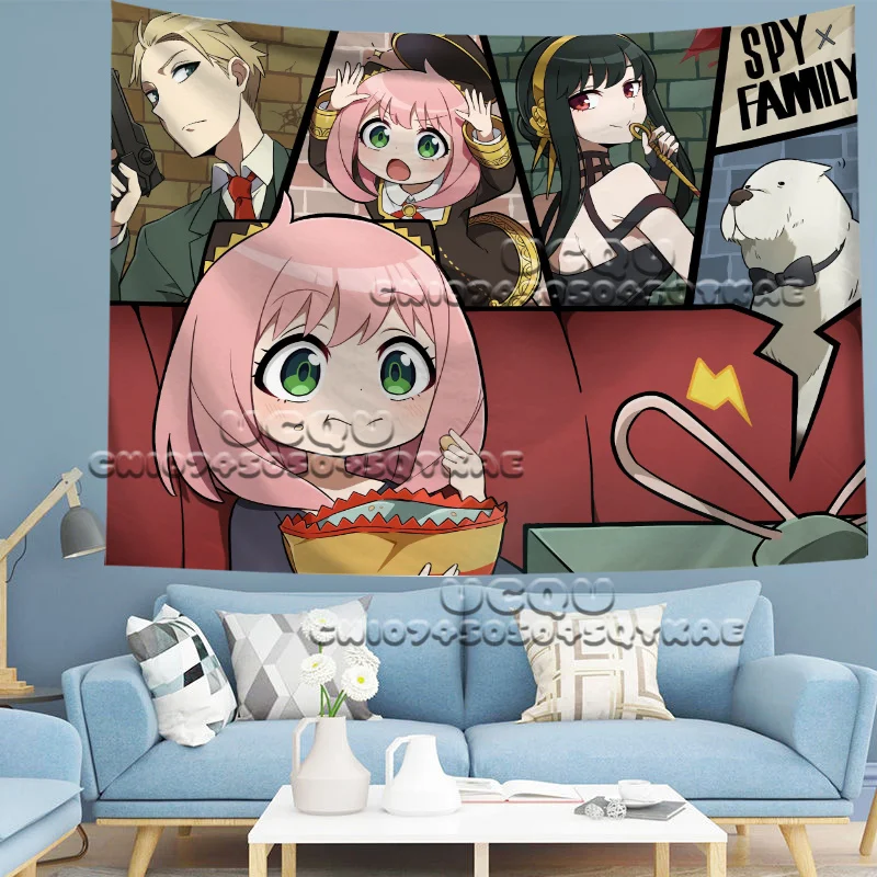 

SPY×FAMILY Tapestry Cute Anya Forger Wall Hanging Cartoons Anime Tapestrys Room Decor Aesthetic Manga Tapestries Home Decoration