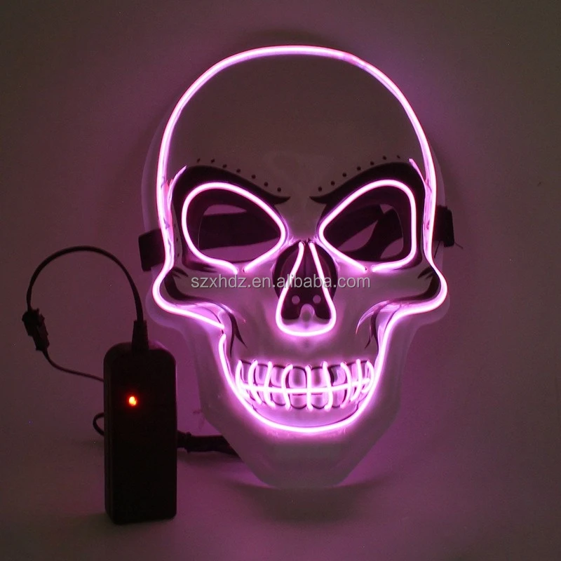 

Wholesale LED Horror Skeleton Mask Glow Wire Neon Mask LED Scary Mask Masquerade Halloween Cosplay Costume