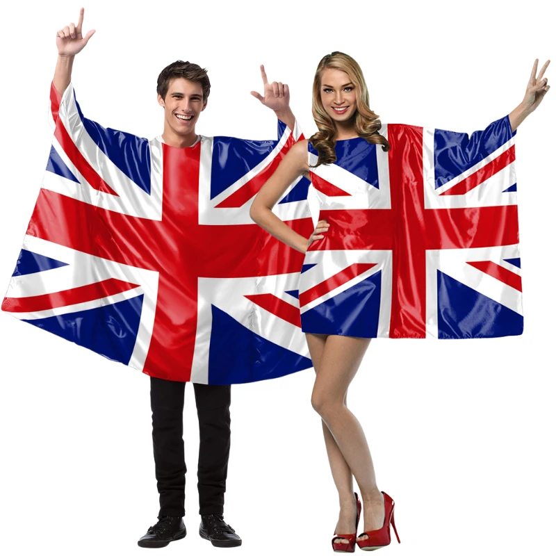 Zawaland Britain Flag Costumes for Adult Cosplay Tops Man Women Dress 2024 Fashion Design Print Stage Patriotic Holiday Clothing