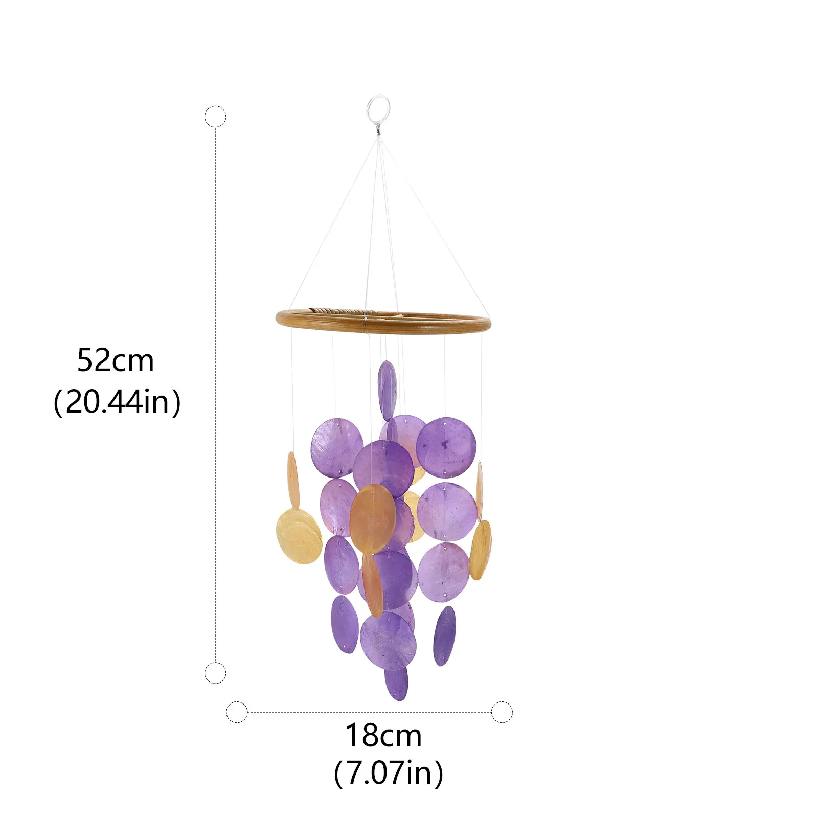 1Pcs Seashell Wind Chime Bamboo Ring Pendant Outdoor Garden Terrace Courtyard Decor Delicate Melodious Sound Material